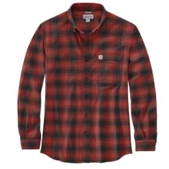 Carhartt Mens Cotton Long Sleeve Plaid Flannel Shirt -Men's Clothing Sales Store 105945 r81 01