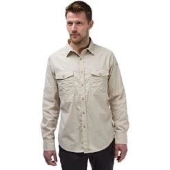 Craghoppers Mens Kiwi Long Sleeve Polycotton Solar Shield Travel Shirt -Men's Clothing Sales Store cms338 70u 01