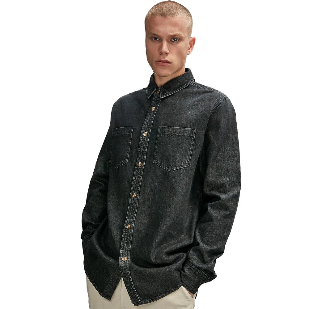 Cotton Addict Mens Denim Cotton Long Sleeve Casual Shirt 1 Cotton Addict Mens Denim Cotton Long Sleeve Casual Shirt