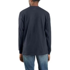 Carhartt Mens Workwear Pocket T Shirt Long Sleeve T Shirt -Men's Clothing Sales Store k126 nvy 02 2