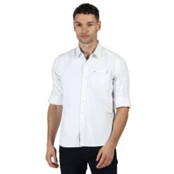Regatta Mens Banning Cotton Oxford Long Sleeve Shirt -Men's Clothing Sales Store reg176 5xx 01