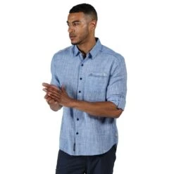 Regatta Mens Banning Cotton Oxford Long Sleeve Shirt -Men's Clothing Sales Store reg176 h18 01