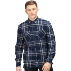 Regatta Mens Thamos Organic Cotton Check Long Sleeve Shirt