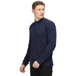 Regatta Mens Leaonzo Organic Cotton Long Sleeve Polo Shirt -Men's Clothing Sales Store rmt239 540 01