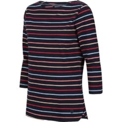 Regatta Womens Bayla 3/4 Sleeve Striped Boat Neck T Shirt -Men's Clothing Sales Store rwt269 a3b 01