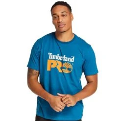 Timberland Pro Mens Core UPF Protection Graphic Logo T Shirt -Men's Clothing Sales Store tim060 blue