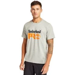 Timberland Pro Mens Core UPF Protection Graphic Logo T Shirt -Men's Clothing Sales Store tim060 grey