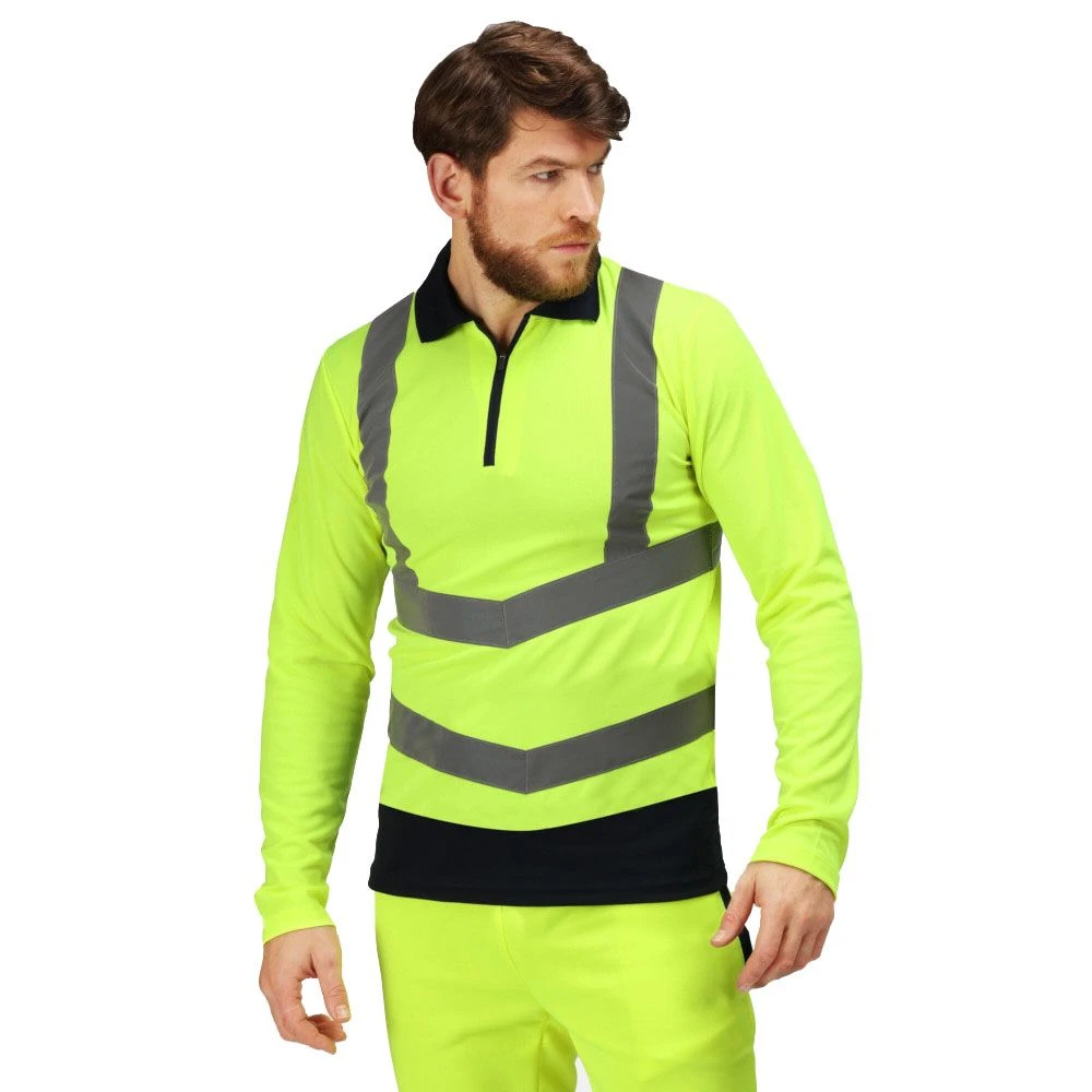 Regatta Professional Mens Hi Vis Long Sleeve Polo Shirt 1 Regatta Professional Mens Hi Vis Long Sleeve Polo Shirt