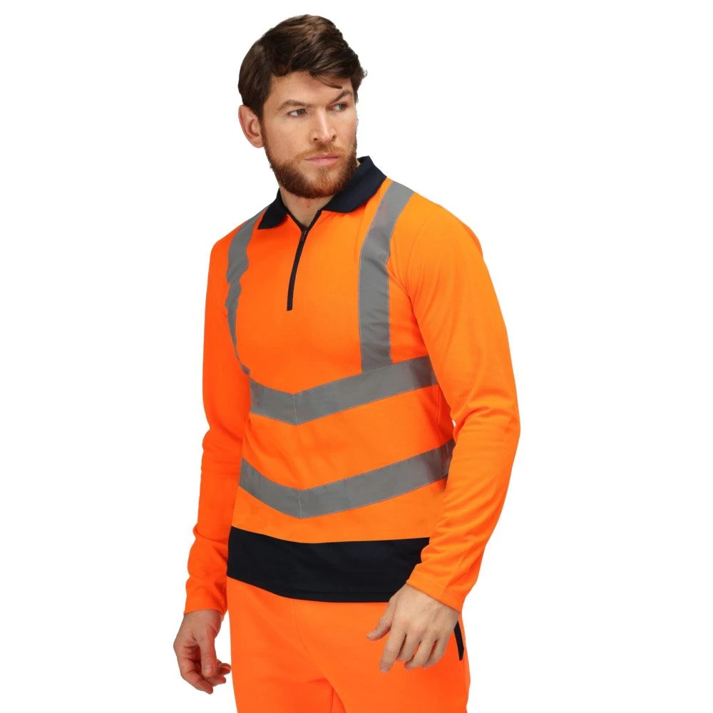 Regatta Professional Mens Hi Vis Long Sleeve Polo Shirt 2 Regatta Professional Mens Hi Vis Long Sleeve Polo Shirt - Image 2