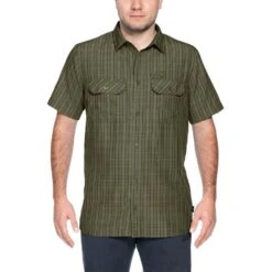 Jack Wolfskin Mens Thompson Short Sleeve Checked Button Shirt