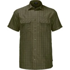 Jack Wolfskin Mens Thompson Short Sleeve Checked Button Shirt -Men's Clothing Sales Store wol439 7587 03